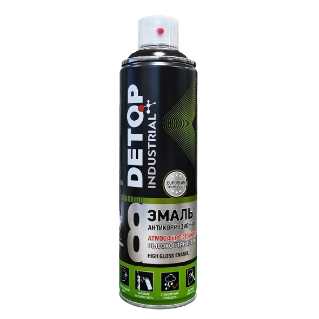 Detop RAL 9005 DETOP №8 - Weatherproof enamel high gloss - Black - Aerosol DTI-A07773 – buy in Troitsk | carpaint.kz