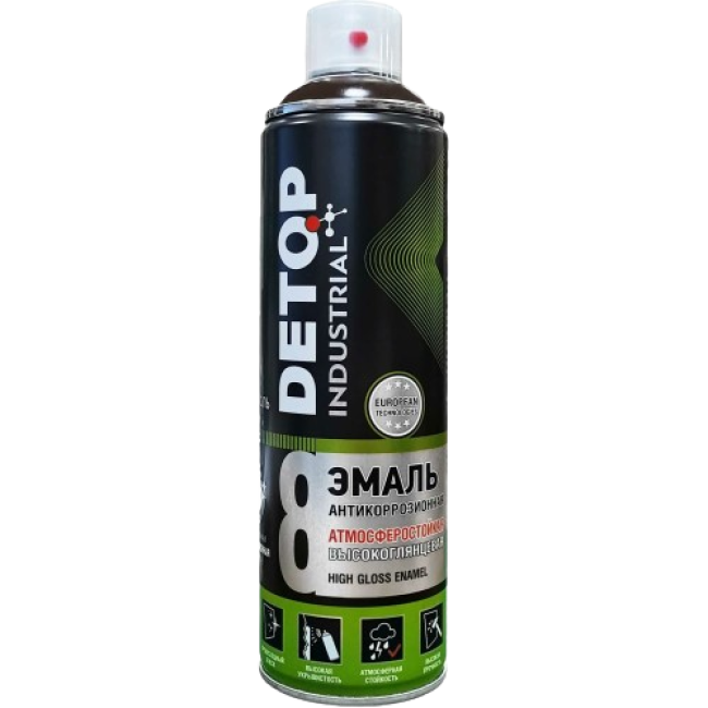 Detop RR 32 DETOP №8 - Weather-resistant high-gloss enamel - Dark brown - Aerosol DTI-A07774 – buy in Troitsk | carpaint.kz
