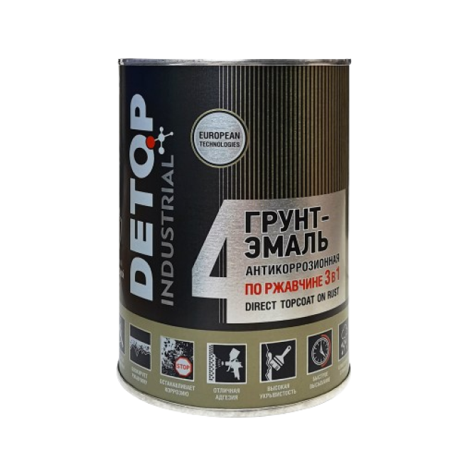 Detop RAL-9004 DETOP №4 - Primer-enamel on rust 3 in 1 - Black, 0.75l DTI-P07756 – buy in Troitsk | carpaint.kz