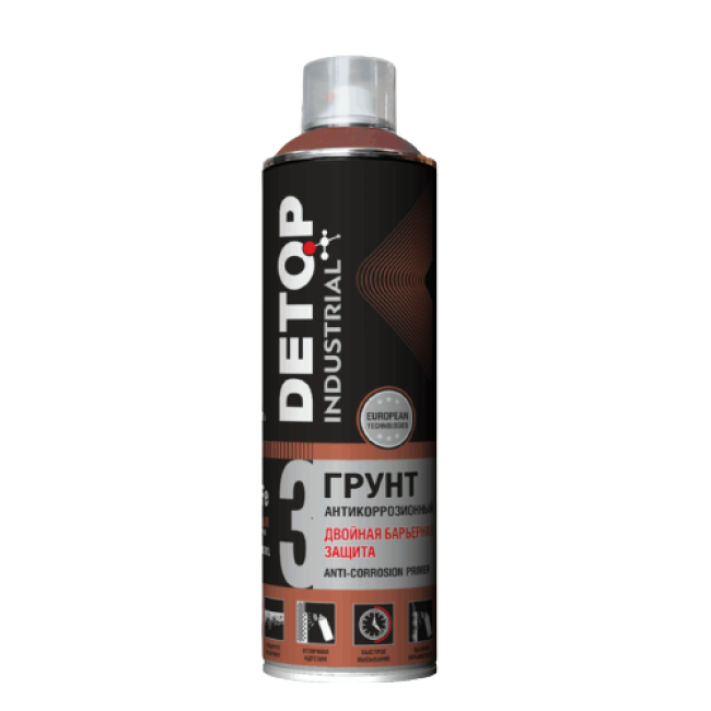 Detop Anti-corrosion primer double barrier protection DETOP No. 3, red-brown, aerosol 650 ml DTI-A07678 – buy in Troitsk | carpaint.kz