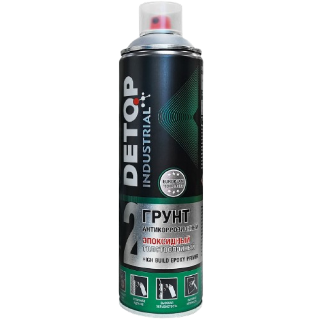 Detop Anti-corrosion epoxy thick-layer primer DETOP No. 2, gray, aerosol 650 ml DTI-A07677 – buy in Troitsk | carpaint.kz