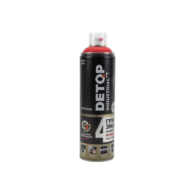 Detop RAL 3000 DETOP №4 - Rust primer-enamel 3 in 1 - Red - Aerosol DTI-A07716 – buy in Troitsk | carpaint.kz