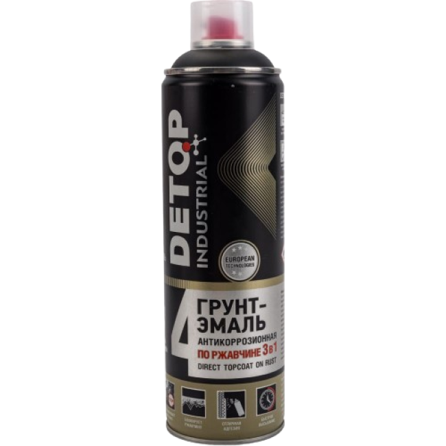 Detop RAL 9004 DETOP №4 - Rust primer-enamel 3 in 1 - Black - Aerosol DTI-A07721 – buy in Troitsk | carpaint.kz